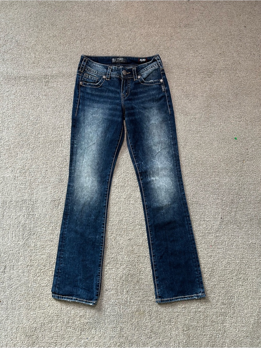 Y2K Silver Jeans Co Jeans Womens 27x31 Blue Suki Mid Flare Dark Blue Fluid Denim